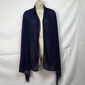 Jenni Navy Blue and White Polka Dot Scarf Wrap one size NWT